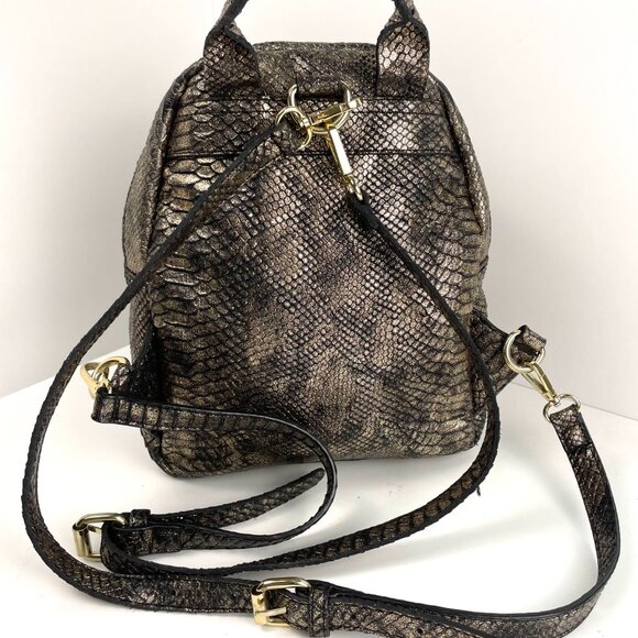 Adorable BCBG Paris Metallic Gold Faux Snakeskin Mini Backpack Embossed main image 11
